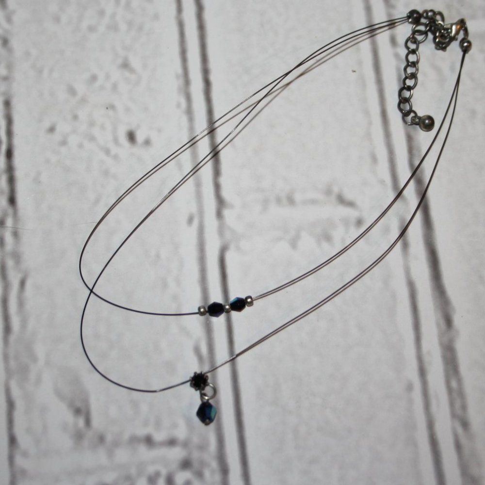 🖤✨ Black Wire + Metallic Beaded Choker · 12–14" ✨🖤